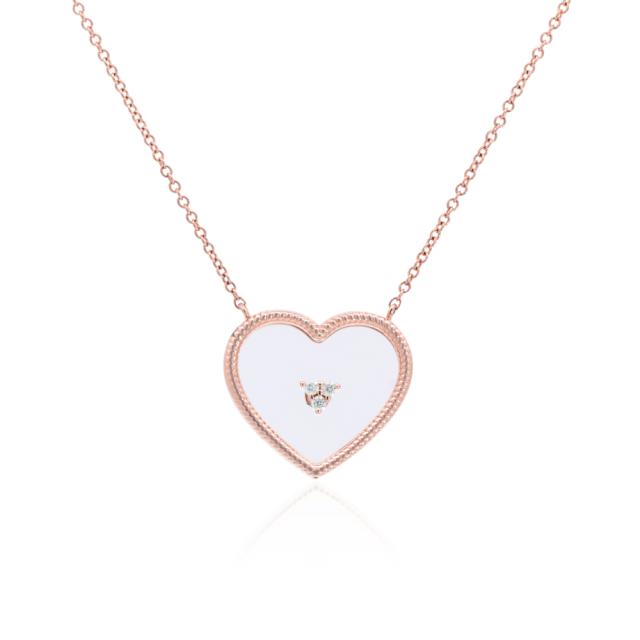 Three Diamonds Suspended in Glass, 14K Rose Gold, Diamond Heart Pendant, Suspended Heartfelt Glow