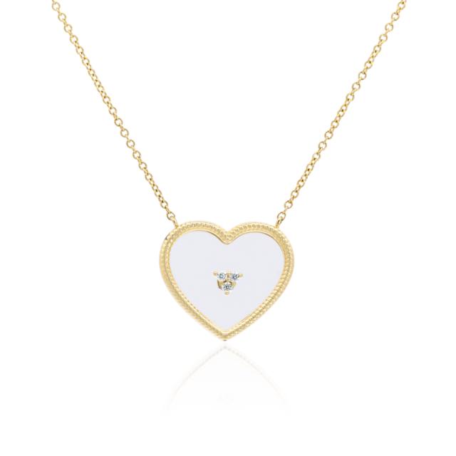 Golden Heart Pendant Necklace, 14K Yellow Gold, 0.03tw Diamonds, Timeless Love