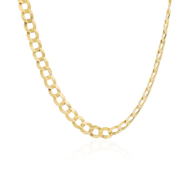 Classic Curb Chain,14K Yellow Gold, Sleek Design, Curved Elegancy