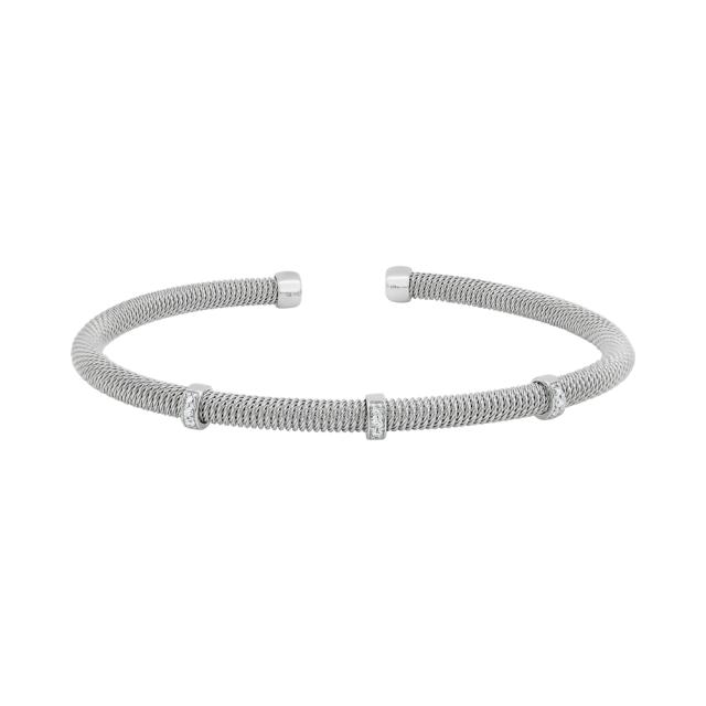 Petite Diamond Cuff, 14K White Gold, 0.10tw Diamonds, Delicate & Simple Elegance