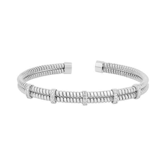 Sleek White Gold Cuff, 14K White Gold, 0.24tw Diamonds, Understated Glamour