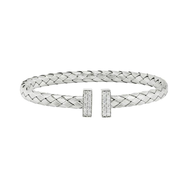 Sleek Diamond Cuff, 18K White Gold, 0.44tw Diamonds, Modern, Minimalist Design