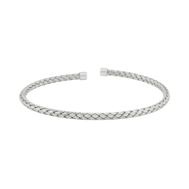 White Gold Braided Cuff , 18K Gold, Solid Braided Design, Timeless Luxury