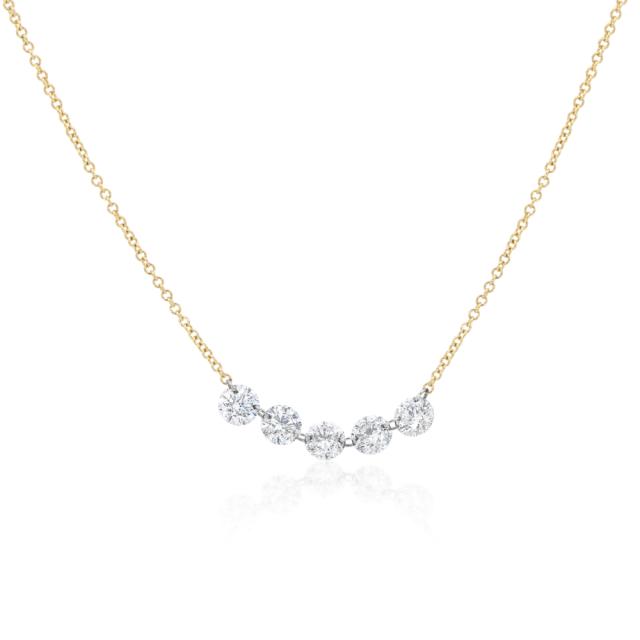 Celebration 5-Stone Necklace, 18K Yellow Gold, 1.03tw Round Diamonds, Timeless Sparkle