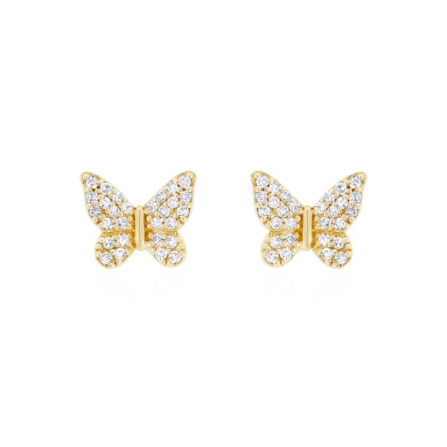 Butterfly Whispers Studs, 14K Yellow Gold, 0.17tw Diamonds. Graceful and elegant, perfect for any l