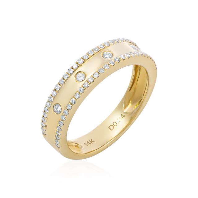 Flushed Style Diamond Band, 14K Yellow Gold, 0.26ctw, Diamond, Classic Brilliance