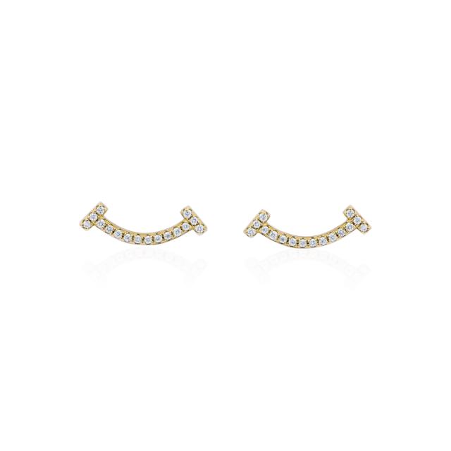 Sparkling Diamond Oval Connector Stud Earrings, 14K Yellow Gold, 0.12tw Diamonds, Modern Incantation