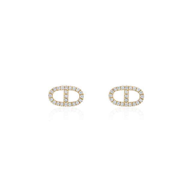 Classic Gold Studs - 14K Yellow Gold, 0.12tw Round Diamonds. Timeless Glimmer