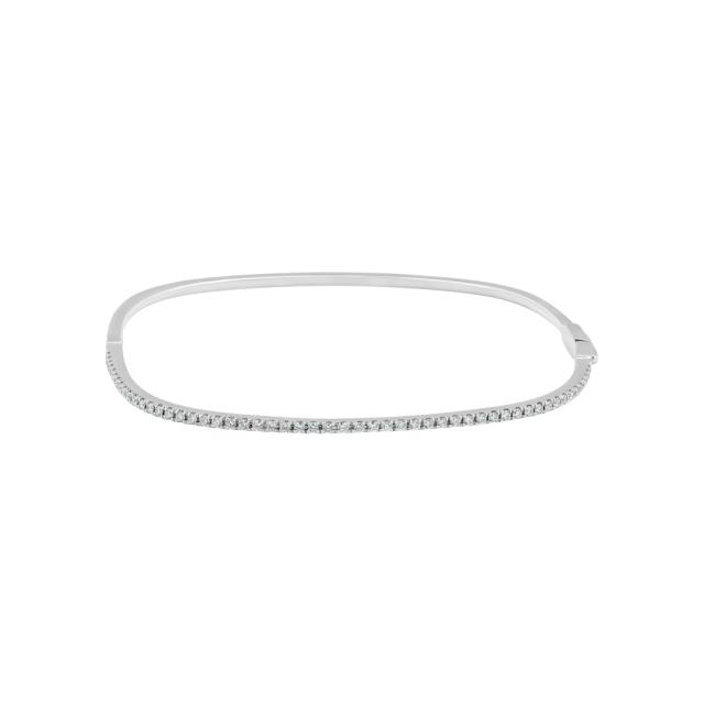 Gleaming Full Diamond Bangle, 18K White Gold, 0.34ctw Diamond, Luxurious Sparkle