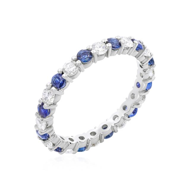 Timeless Blue Band 14K White Gold eternity design with 0.70cttw diamonds and sapphires