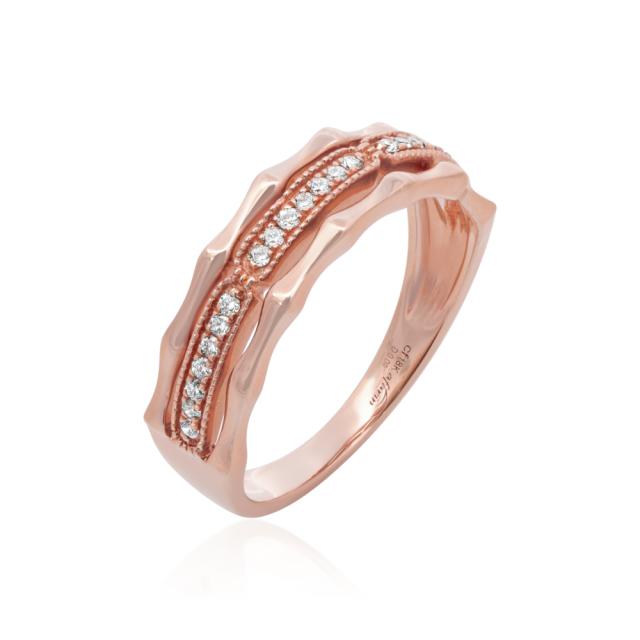 Minimalist Charm Diamond Band 18K Rose Gold, 0.09tw Round Diamonds, Simple Sophistication