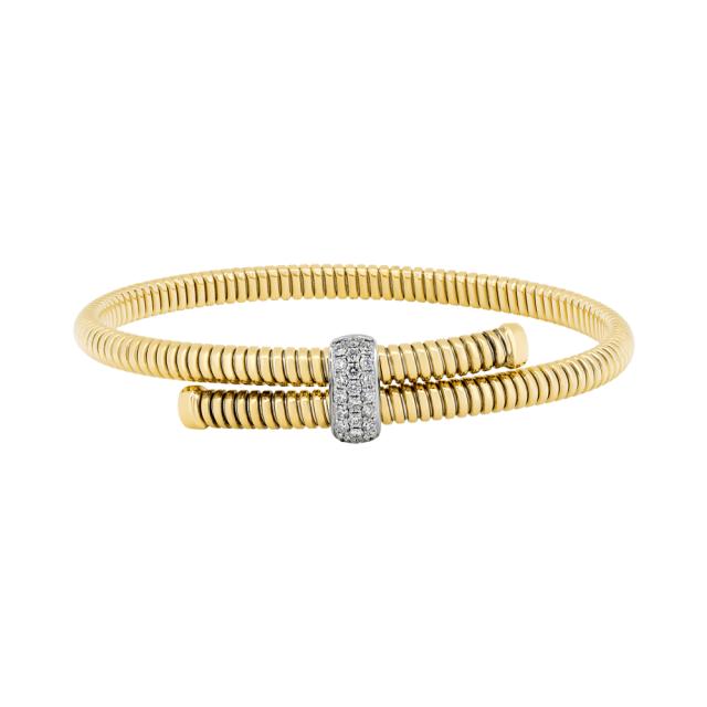 Modern Diamond Cuff , 18K White/Yellow Gold, 0.37ctw Diamond, Clean Lines & Elegant Style