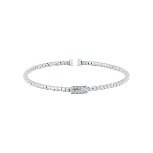 White Gold Diamond Cuff, 18K White Gold, 0.20tw Diamonds, Refined, Subtle Sophistication