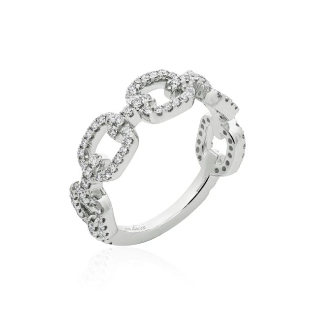 Sophisticated Diamond Link Ring, 18K White Gold, 0.61tw Round Diamonds, Radiant Connection