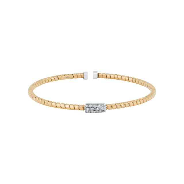 Sophisticated Diamond Cuff - 18K Two-Tone Gold, 0.18tw Diamonds, Sleek, Modern Glamour