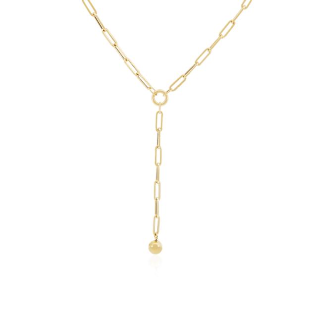 Paperclip Lariat Necklace, 14K Yellow Gold, 16