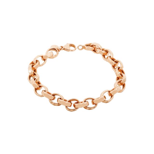 Hammered Satin Rolo Bracelet -14K Rose Gold, 8