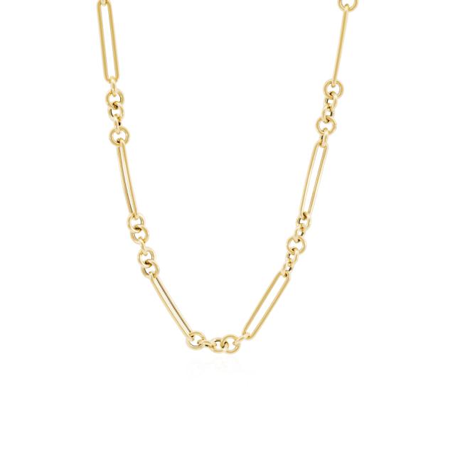 Fancy Link Chain Delicate, 14K Yellow Gold, 18