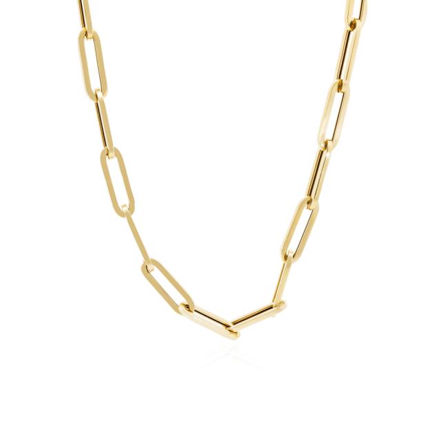 Paperclip Chain Modern, 14K Yellow Gold, 22