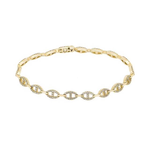 Golden Diamond Bracelet, 14K Yellow Gold, 1.00tw Round Diamonds, Classic Appeal