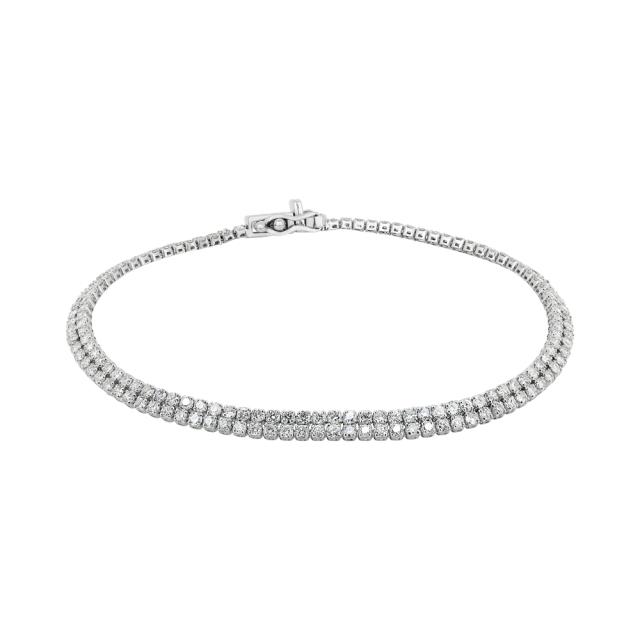 Elegant Double Row Tennis Bracelet- 18K White Gold, 2.70tw Round Diamonds, 6.5