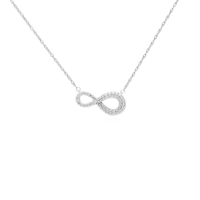 Infinity Love Necklace - 14K White Gold, 0.25tw Round Diamonds, Eternal Bond