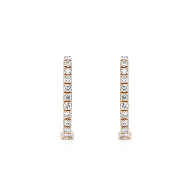 Delicate Huggies - 18K Rose Gold, 0.15tw Round Diamonds, Perfect for Daily Wear