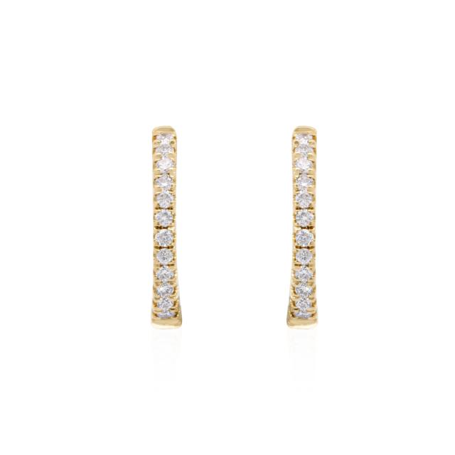 Classic Huggies - 14K Yellow Gold, 0.18tw Round Diamonds, Versatile and Stylish