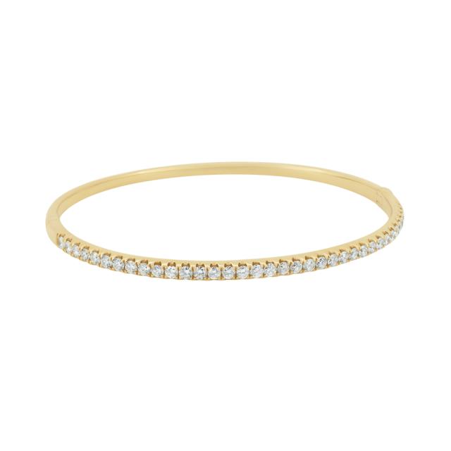 Golden Glamour Bangle - 18K Yellow Gold, 1.45tw Round Diamonds, Refined Delicacy