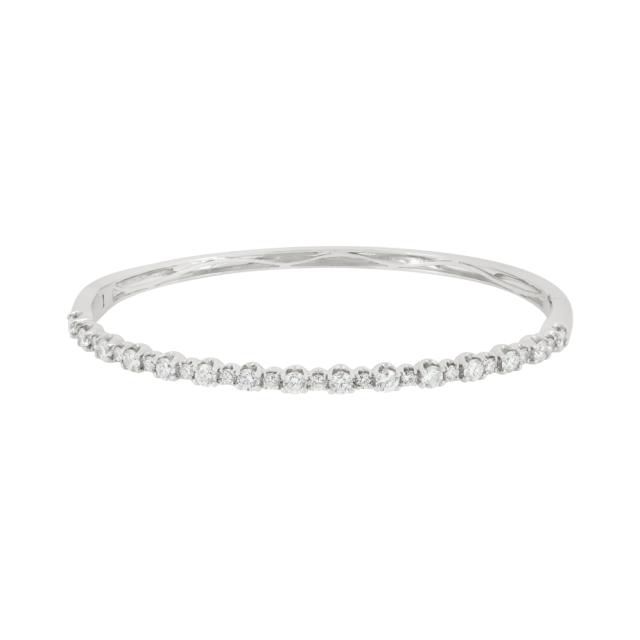 Sophisticated Diamond Bangle 18K White Gold, 2.75tw Round Diamonds, Modern Style