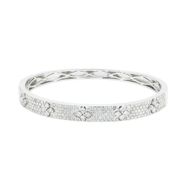 Classic Diamond Bangle- 18K White Gold 2.15tw Round Diamonds, Timeless Design