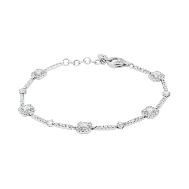 Diamond Station Bracelet- 18K White Gold, 1.25tw Various Shapes Diamonds, Chic and Unique