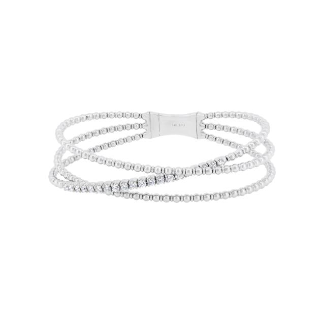 Beaded Flex Diamond Bangle WG