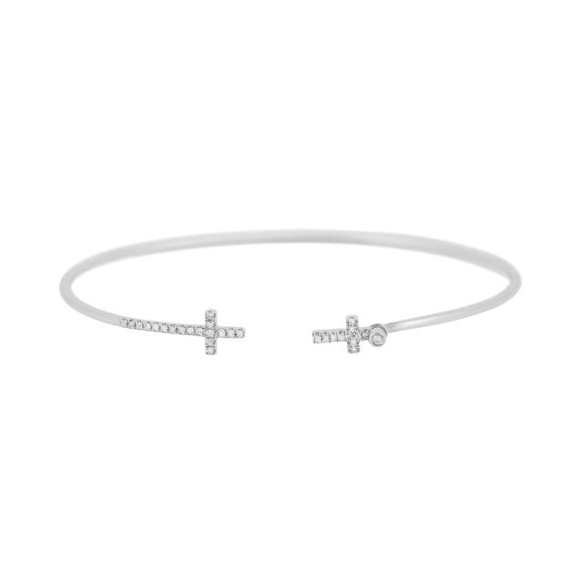 Double Cross Open Diamond Bangle