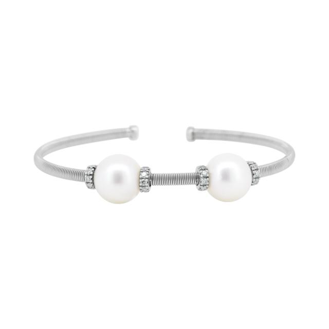 Diamond Double Pearl Cuff  