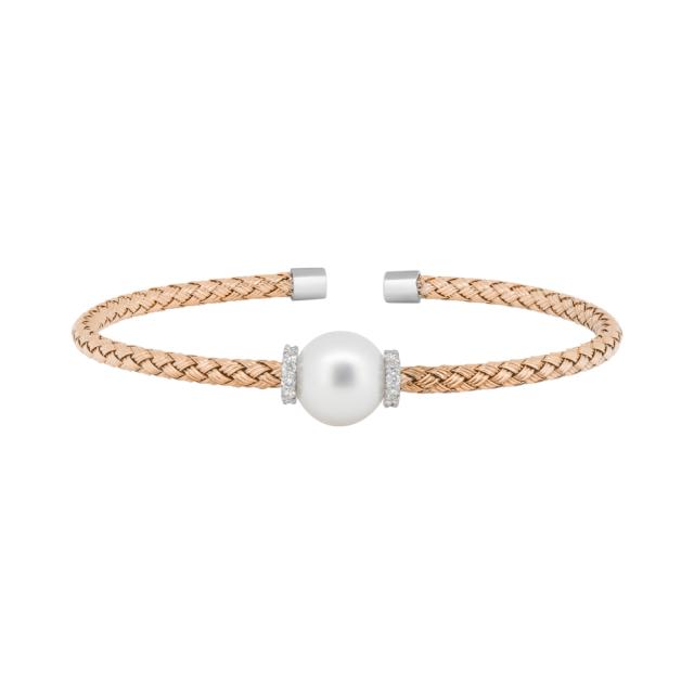 Weaved Diamond & Pearl Cuff