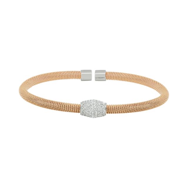 Textured Diamond Pave Station Cuff