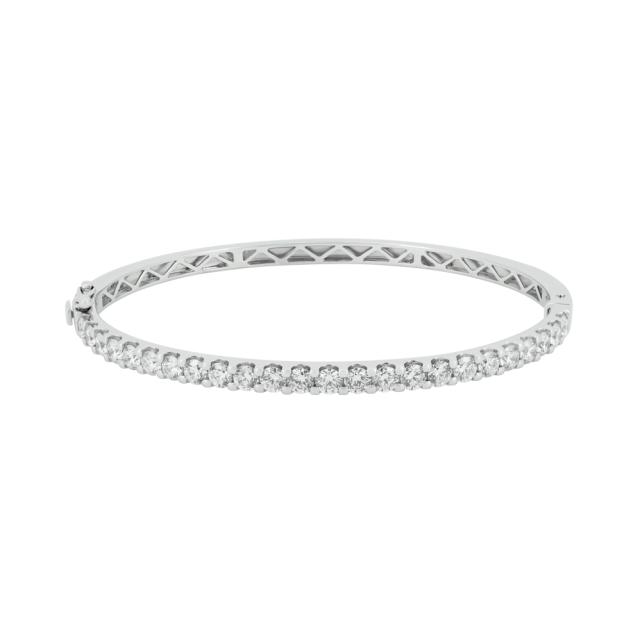 Full Diamond Bangle - 14K White Gold, 2.85tw Diamonds, Radiant, Sophisticated Glamour