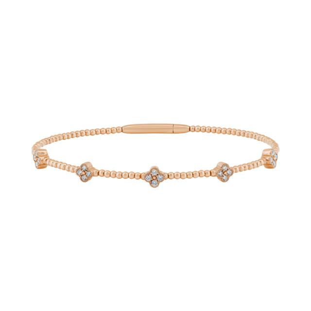 Clover Charm Bracelet - 14K Rose Gold, 0.31tw Round Diamonds, Lucky Radiance