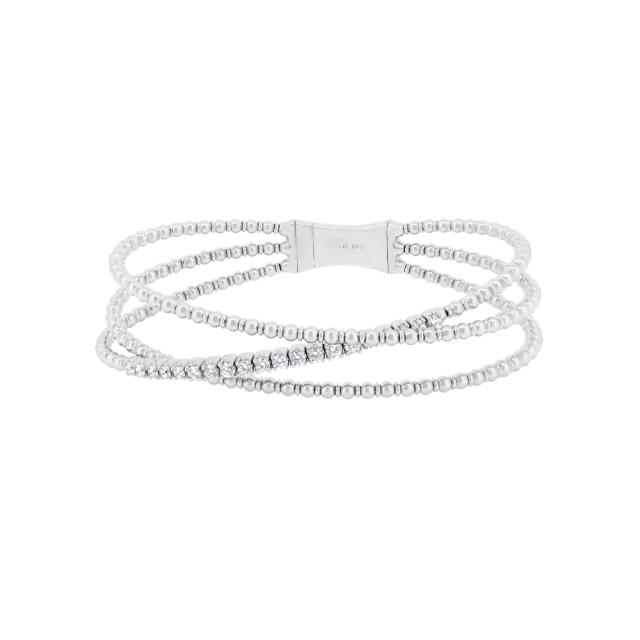 Triple Strand Bracelet - 14K White Gold, 0.65tw Diamonds, Classic & Sophisticated