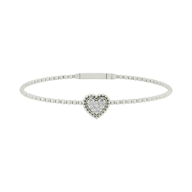 Heartfelt Diamond Bangle - 14K White Gold, 0.20tw Diamonds, Romantic Gesture in Metal