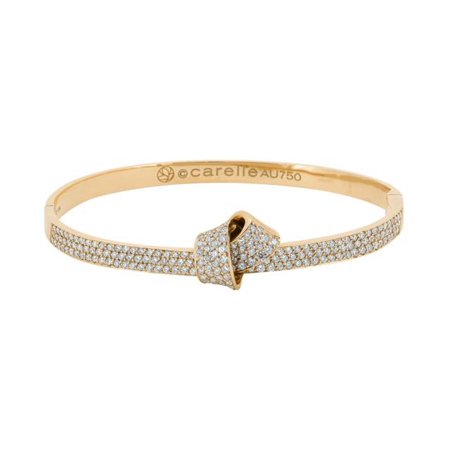 Knot of Gold Bangle - 18K Yellow Gold, 1.65tw Round Diamonds, Artistic Design