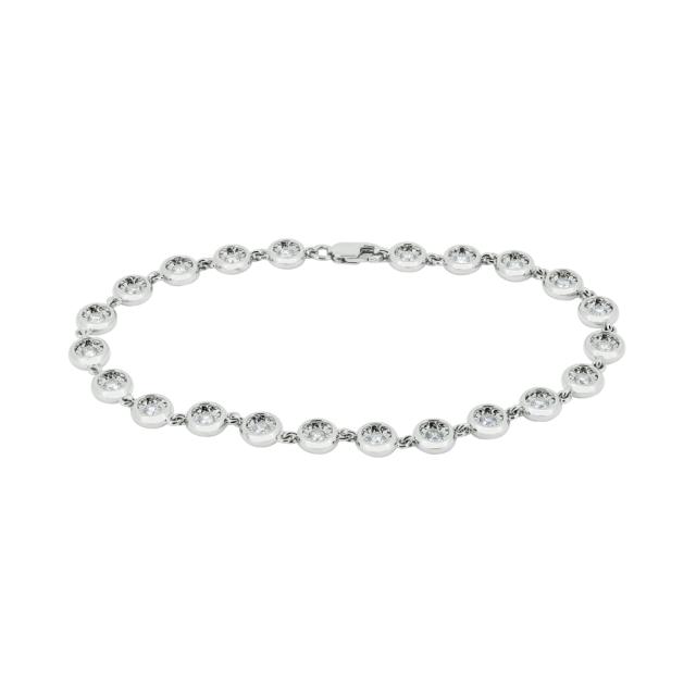 Bezel Set Tennis Bracelet- 14K White Gold, 1.00tw Round Diamond, 7