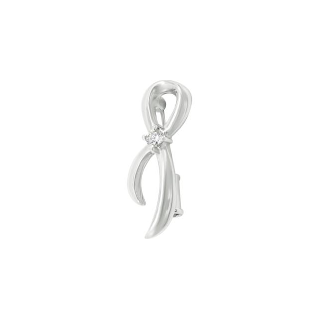 Ribbon of Light Pendant 14K White Gold Pin, 0.14tw Round Diamonds, Glowing Movement