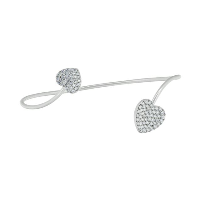 Romantic Diamond Heart Cuff - 14K White Gold, 0.81tw Round Diamonds, Inspired Heart