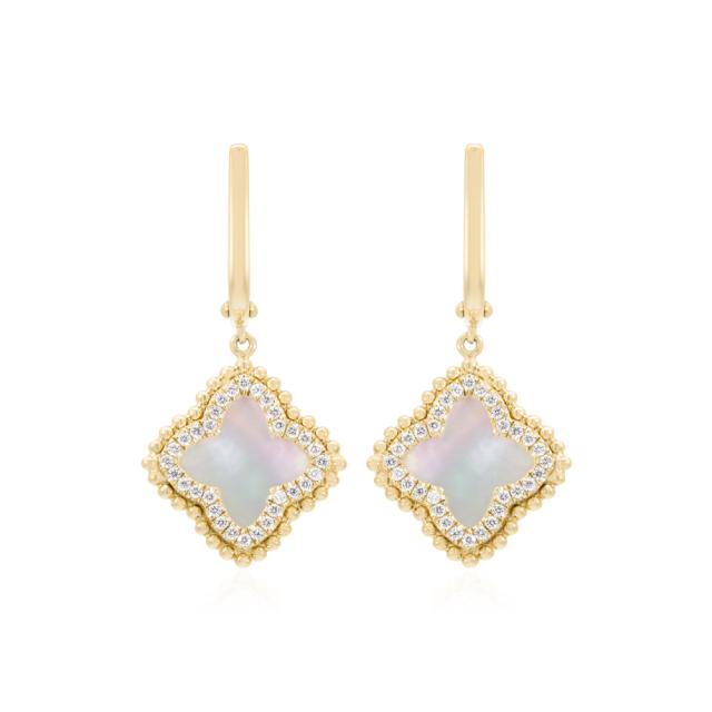 Hinged Clover Diamond Drop Earrings  