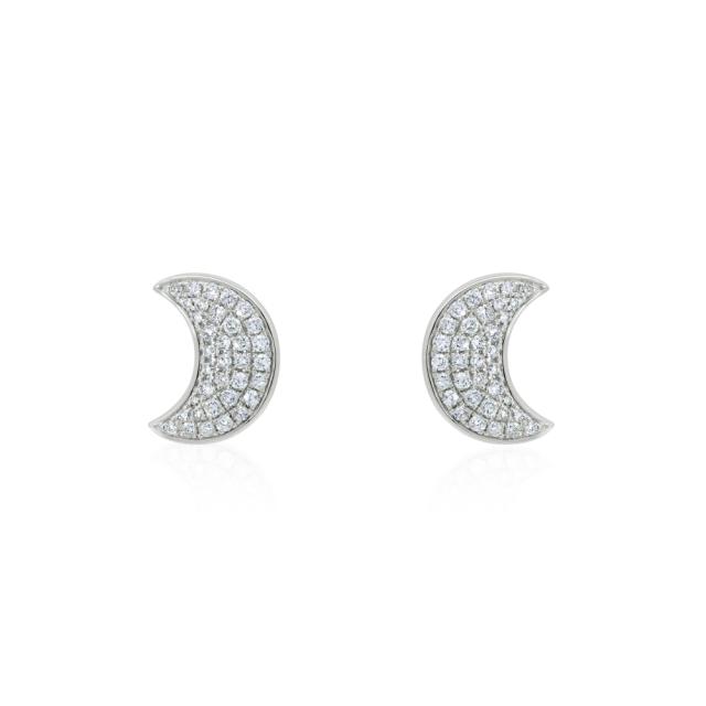 Crescent Moon Diamond Studs  