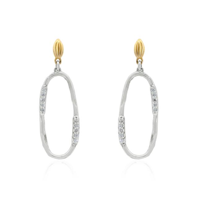 Lab Oval Dangle Earrings   