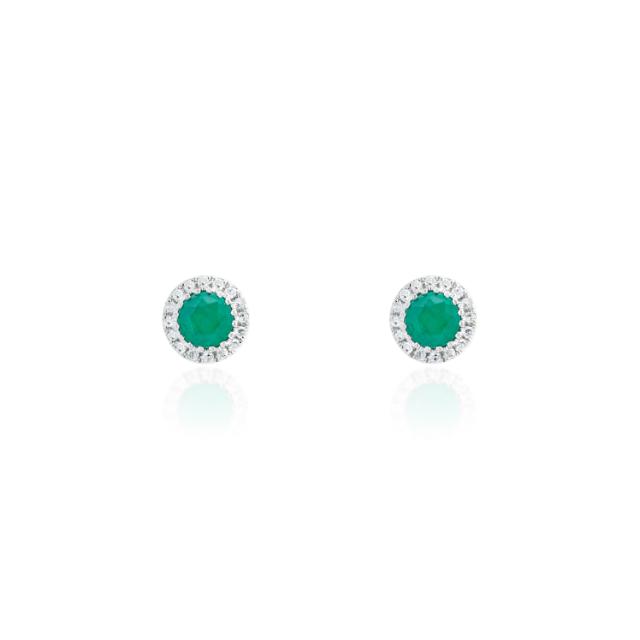 Emerald & Diamond Stud Earrings   