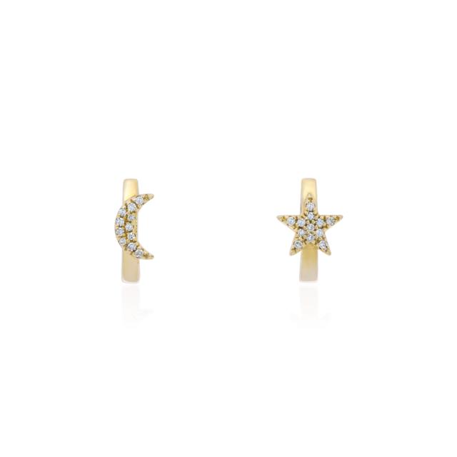 Moon Diamond Stud Earrings  